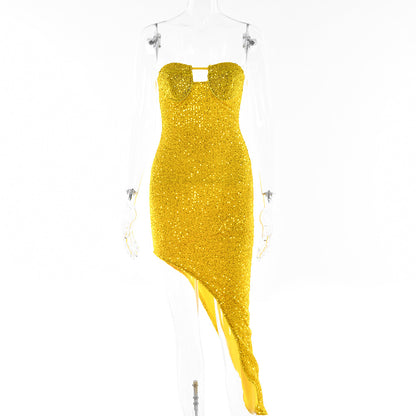 Sexy Sequin Strapless Skirt Backless Dress | Affordable-buy