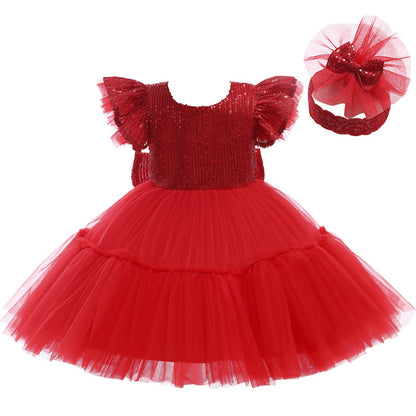 Christmas Girl Princess Bow Gauze Halloween Set Fluffy Skirt