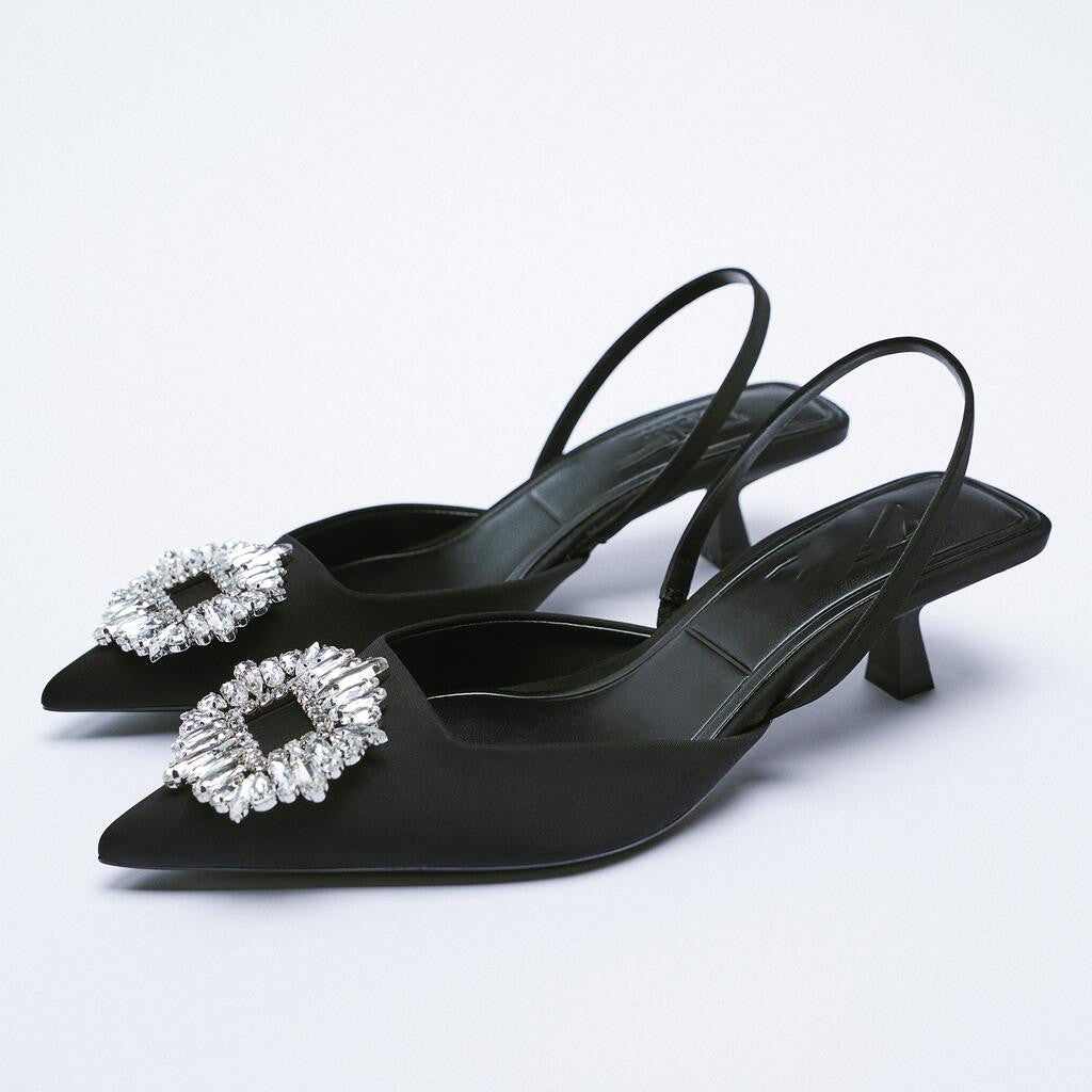 Rhinestone Pointed Low Heel Wedding Shoe | Affordable-buy