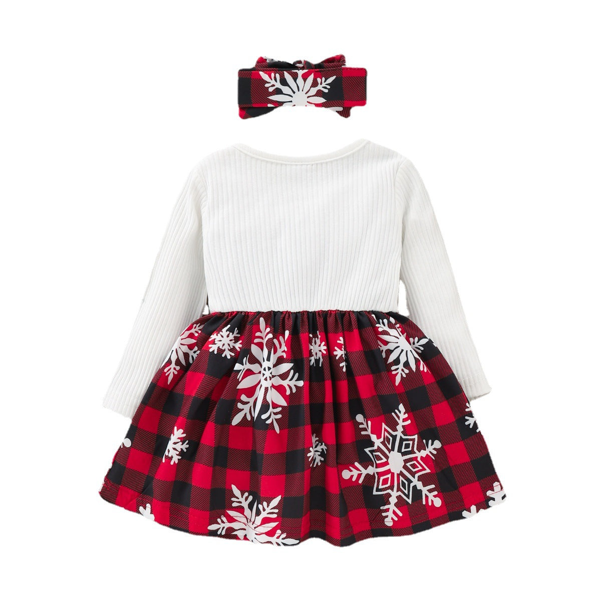 Girl’s Lattice Stitching Snow Christmas Pleated Skirt