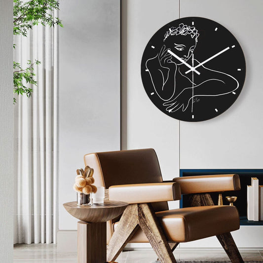 South Africa Carroll Boys Wall Clock Black and White Abstract Character Clock Decoration Living Room Bedroom Wall Wall Wall Decoration
