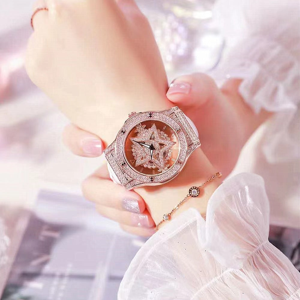 New Five-pointed Star Large Dial Trend Leather Strap Women's Watch