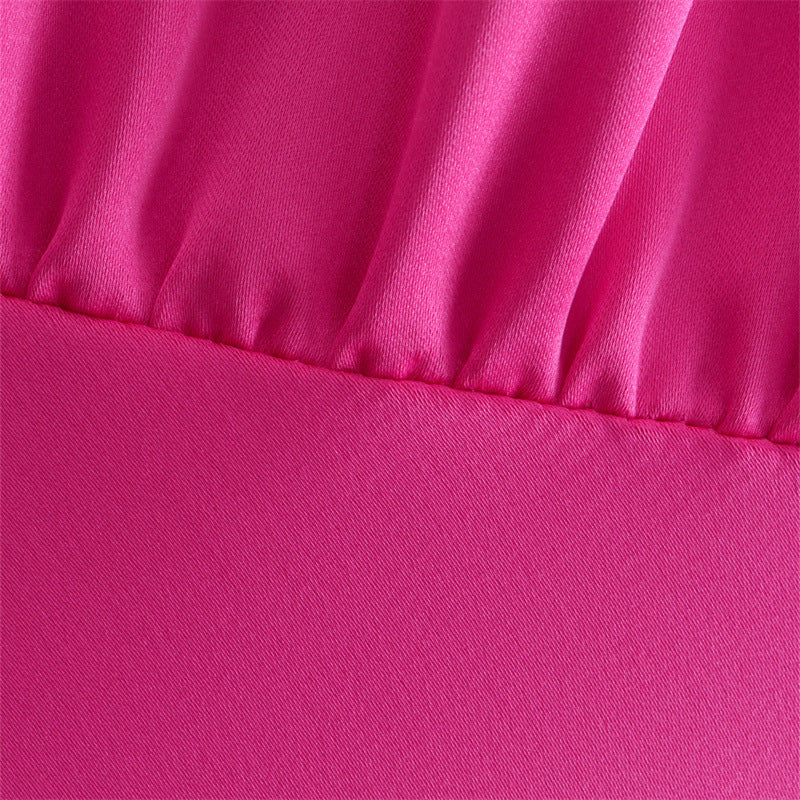 Women's New Style Silk Satin Texture Rose Knot Mini Dress