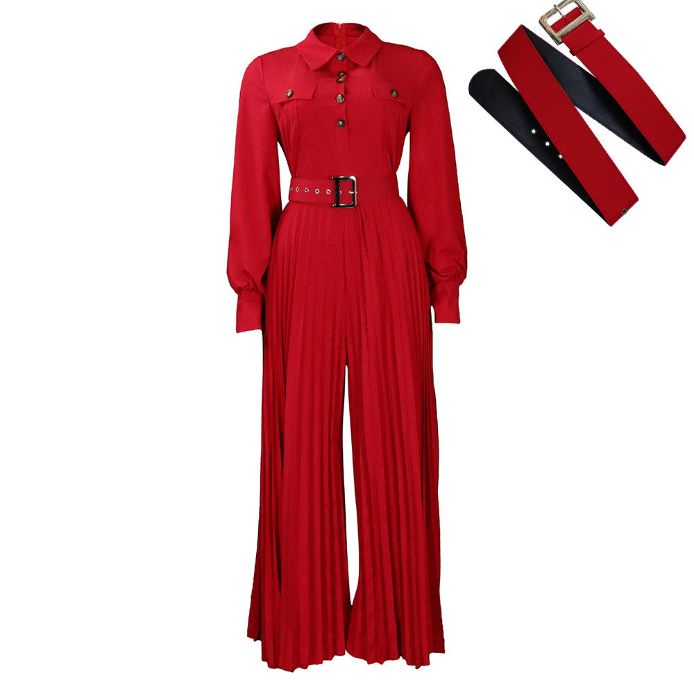 New Long-sleeved Casual Pleated Jumpsuit | Affordable-buy