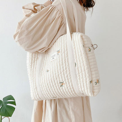 New Zipper Embroidered Cotton Derived Stroller Hanging Diaper Bag