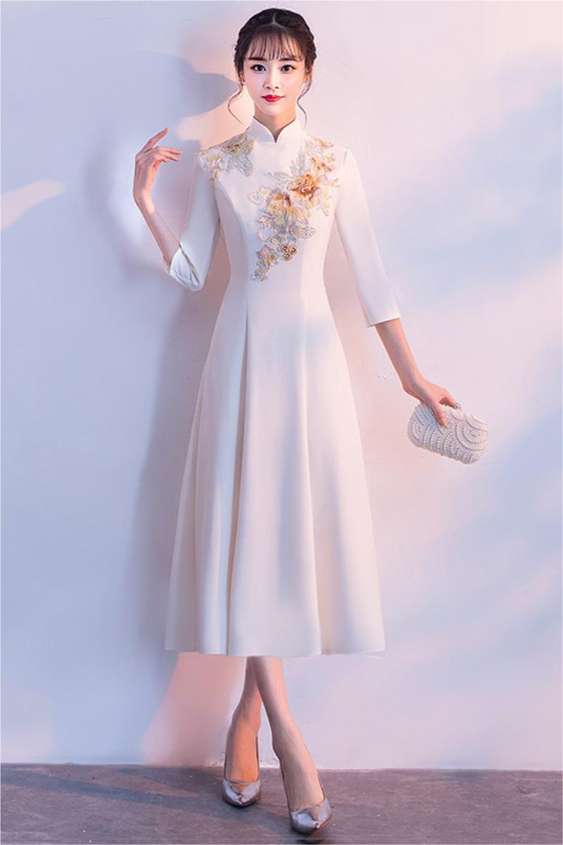 New Long Bridesmaid Annual Conference Long Sleeve Retro Evening Party Dress