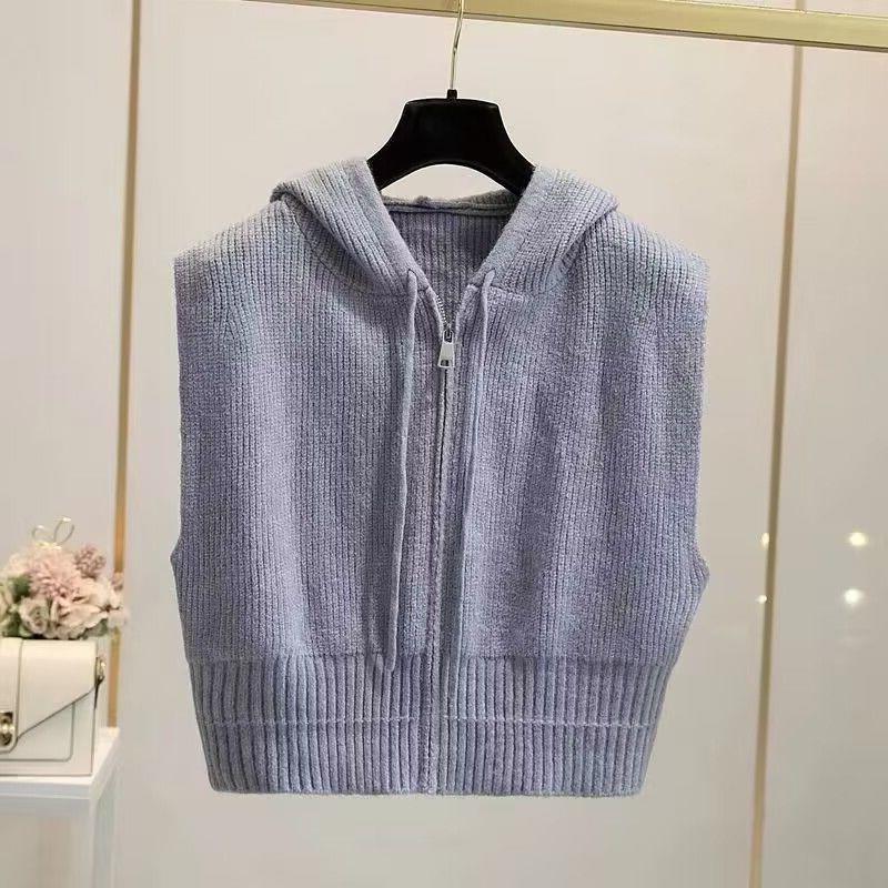 New Relaxed Slouchy Drawstring Zipper Design Knitted Top