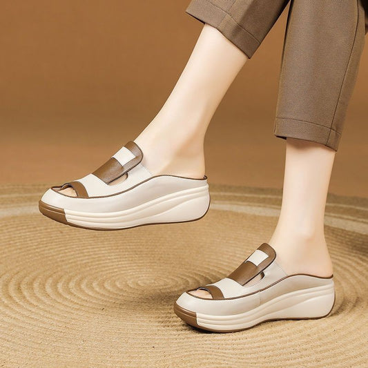 Matsuda Thick Sole Hole Women's Shoes Versatile Casual Small White Shoes Lazy Roman Baotou Sandals for Women