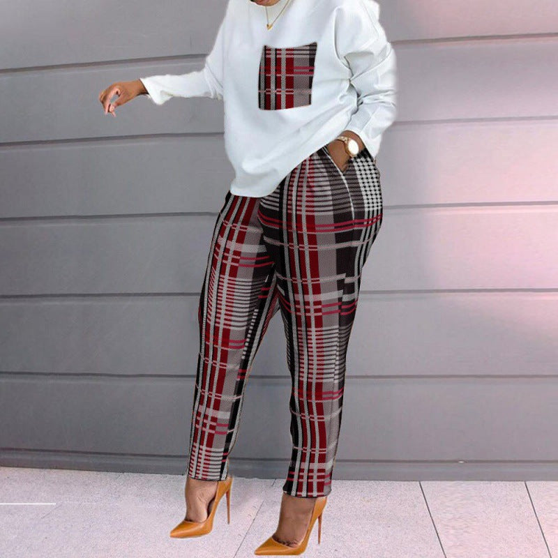 Women's Printed Long Sleeves Plus Size Loose Casual Suits