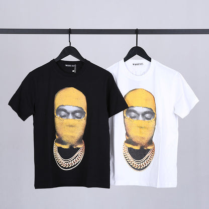 Trendy Hip-hop Short Sleeve Street Loose Casual Pearl Masked T-shirt