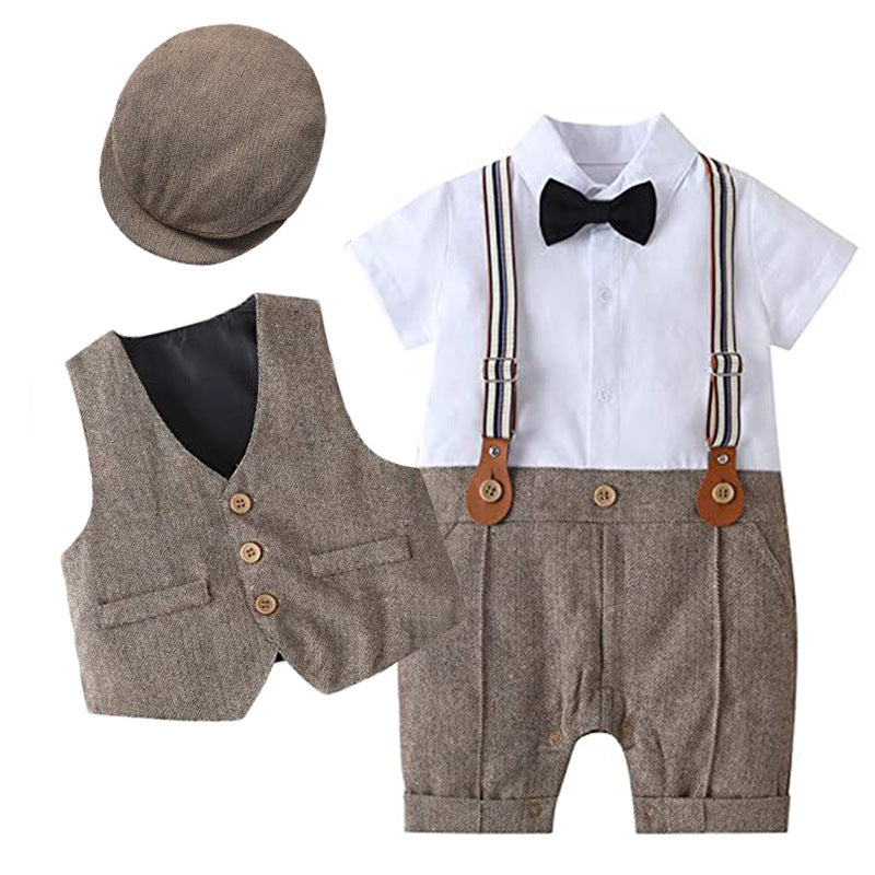 Boys' New Summer One-piece Crawling Suit Children's Dress With Hair On Behalf
