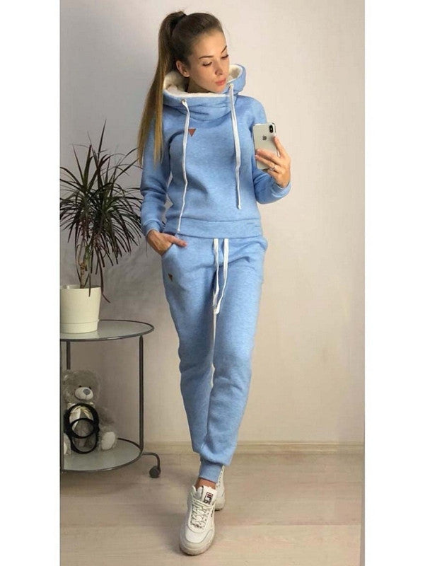 European And American Women's New Fleece Fashion Casual Sports Suit