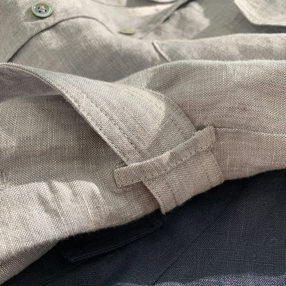 Women's Grey Linen Shirt Skirt Mid Sleeve | Affordable-buy