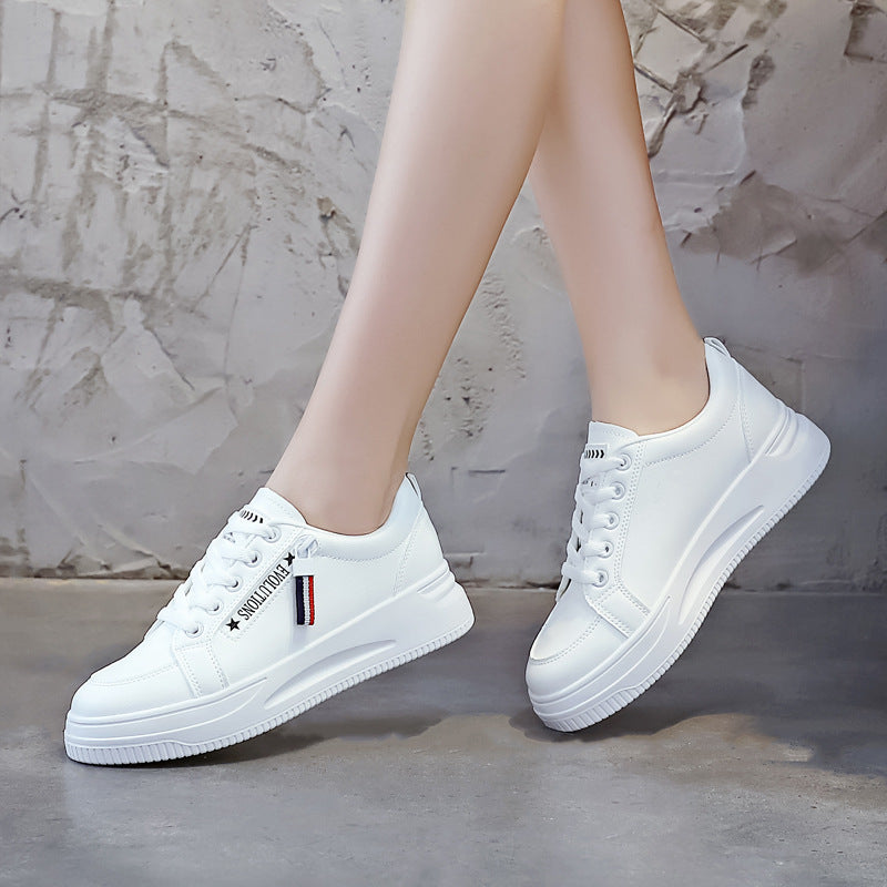 Female Student Running Board Lace Up Flat Bottom Breathable Casual Shoes