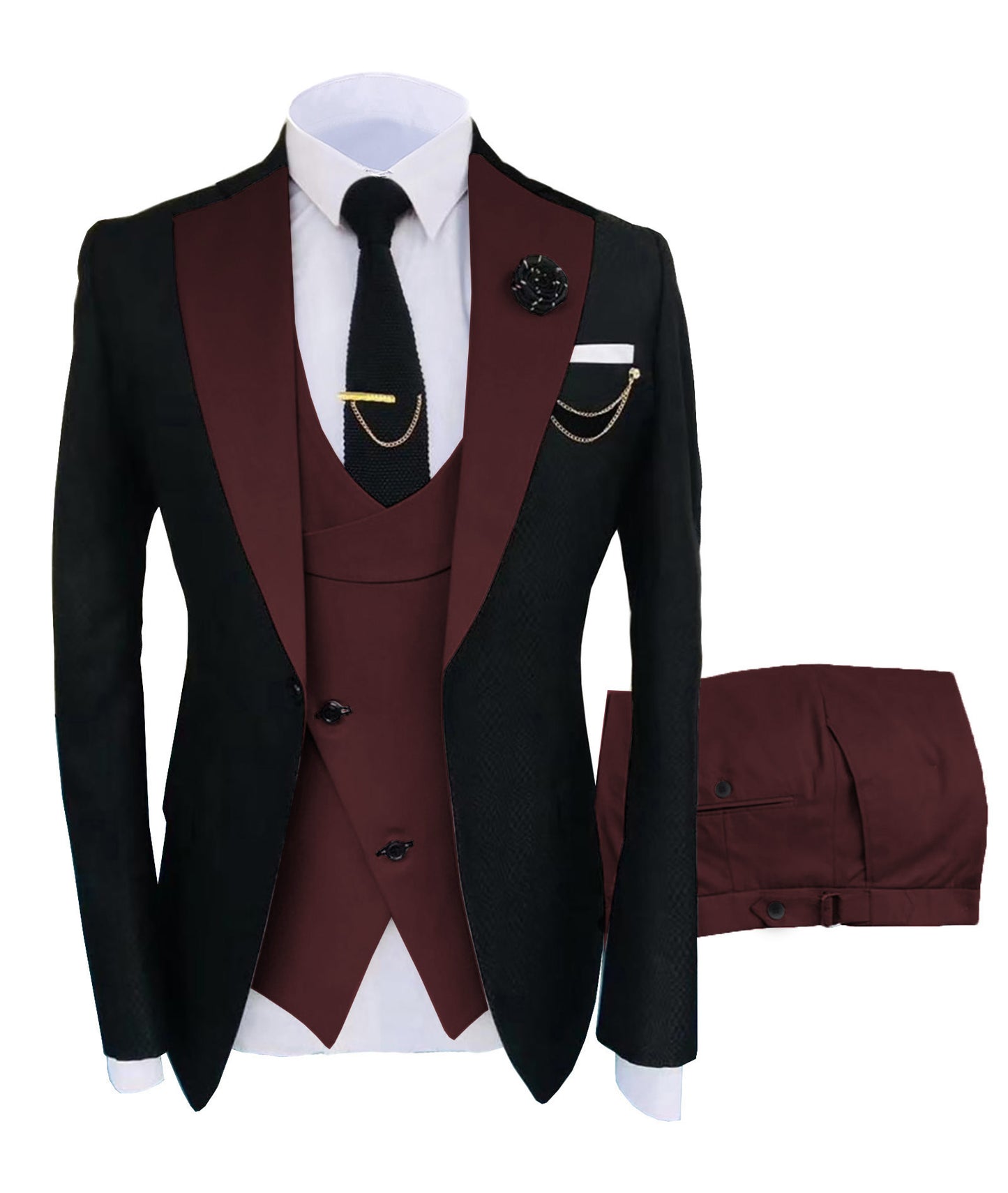 Men's Three Piece Slim Fit Business Casual Formal Suit