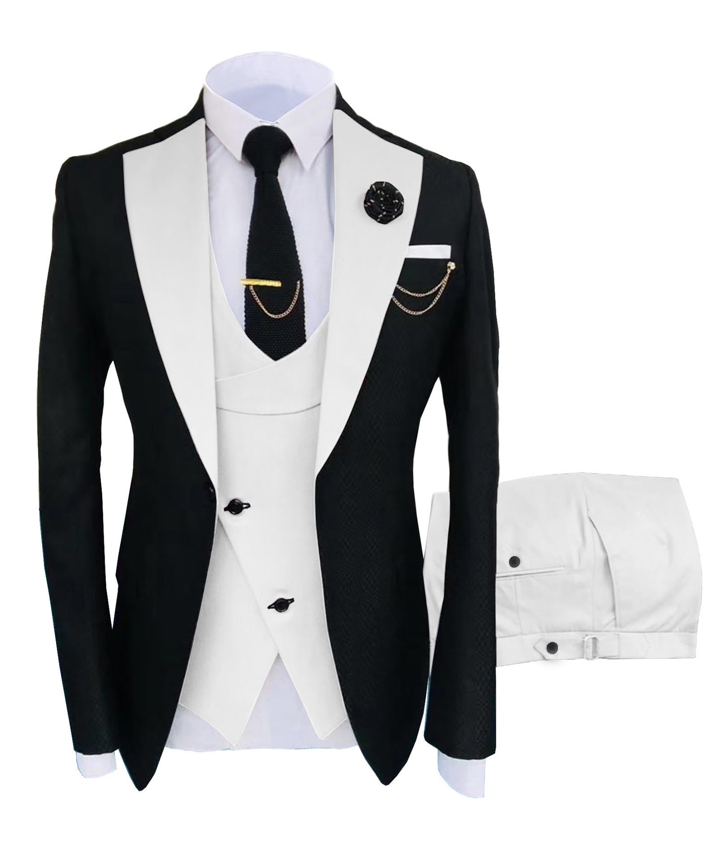 Men's Three Piece Slim Fit Business Casual Formal Suit