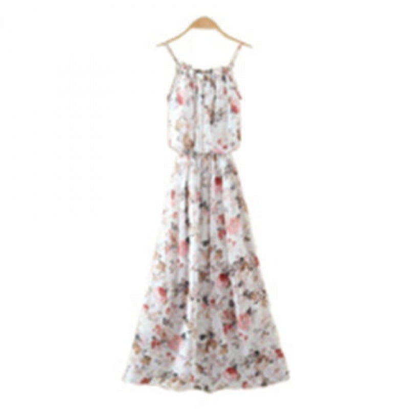 Autumn Chiffon Beach Skirt Floral Dress | Affordable-buy