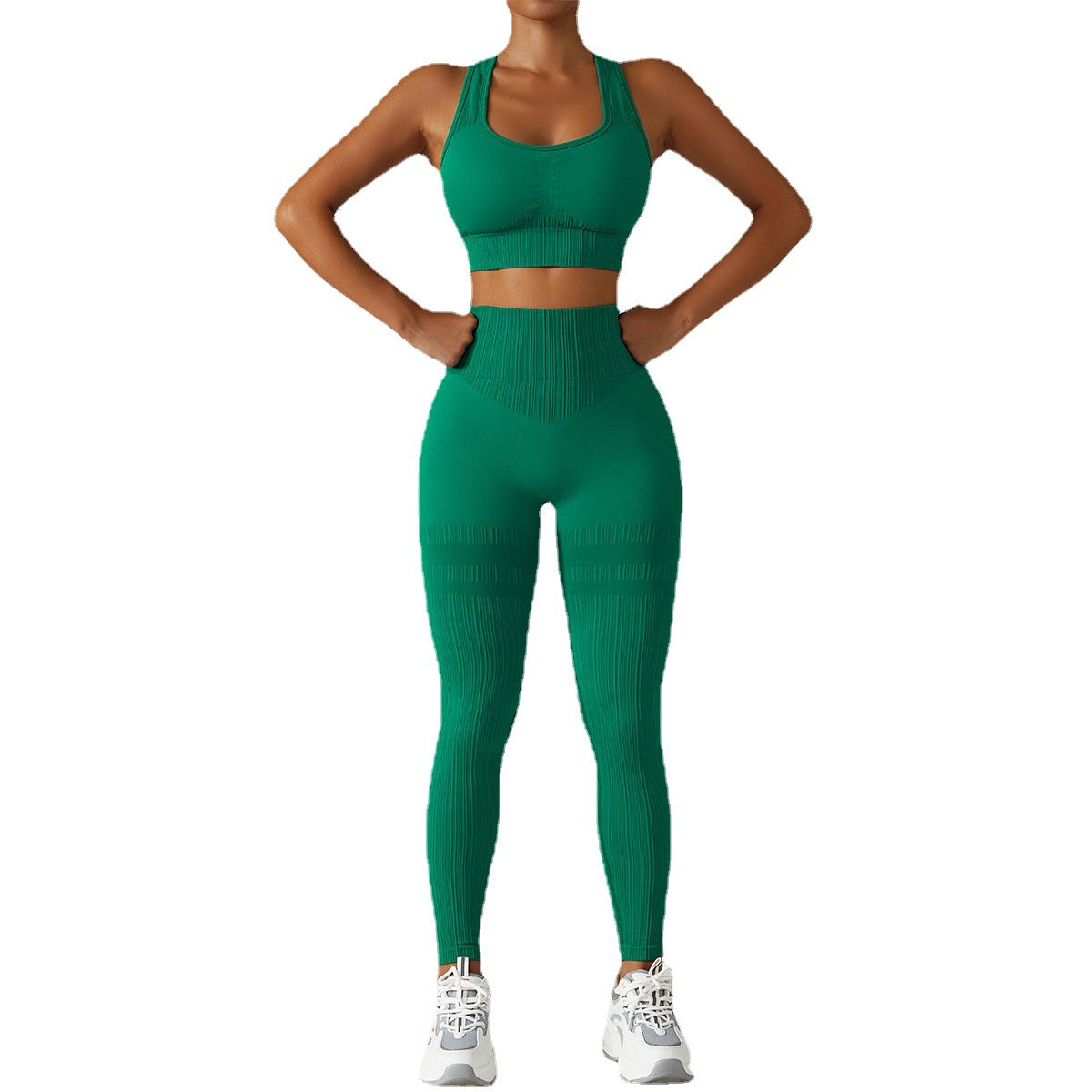 Seamless Yoga Suit Women's High Waist Hip Shockproof Beautiful Back Fitness Suit Running Suit