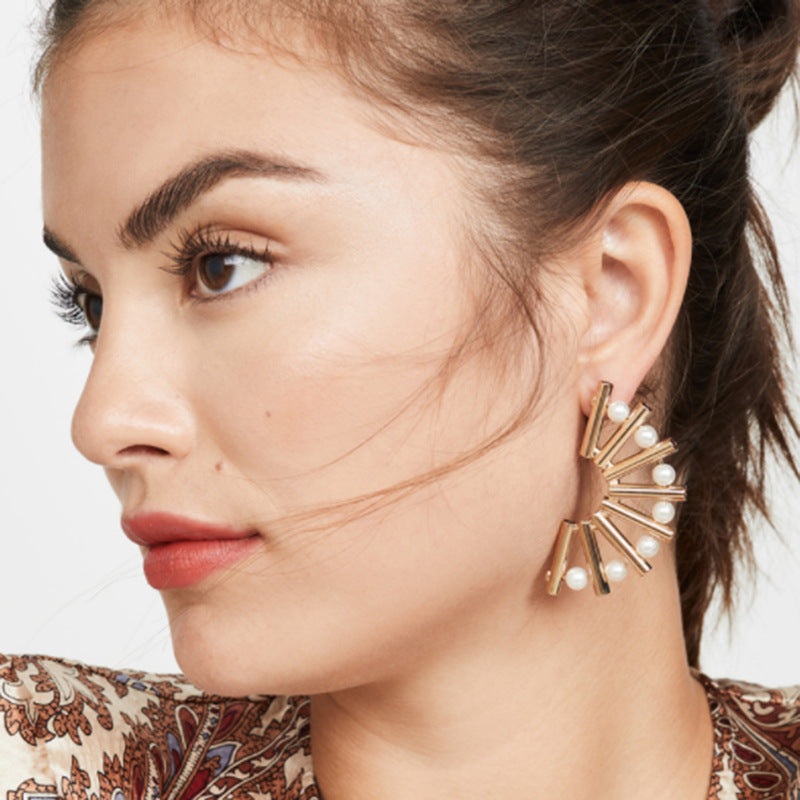 New Female Diamond Studded Rose Gold Jewelry Earrings