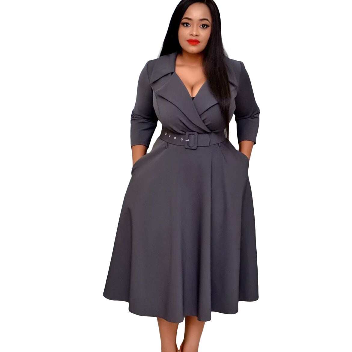 African Dress Suit Collar Waist Slimming Plus Size Women's Clothing