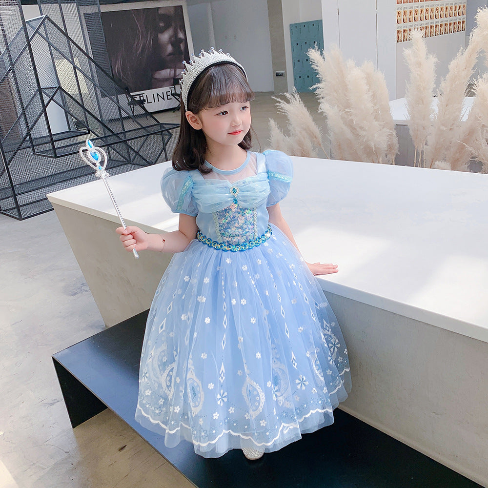 Princess Girl Bubble Sleeve Mesh Skirt | Affordable-buy