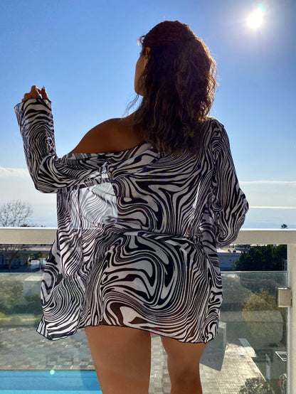 Women's Zebra Three Piece Outer Single Bikini Split Swimsuit