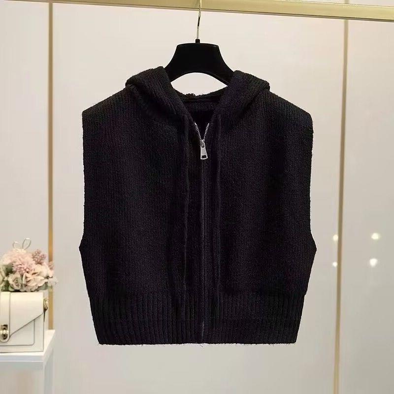 New Relaxed Slouchy Drawstring Zipper Design Knitted Top
