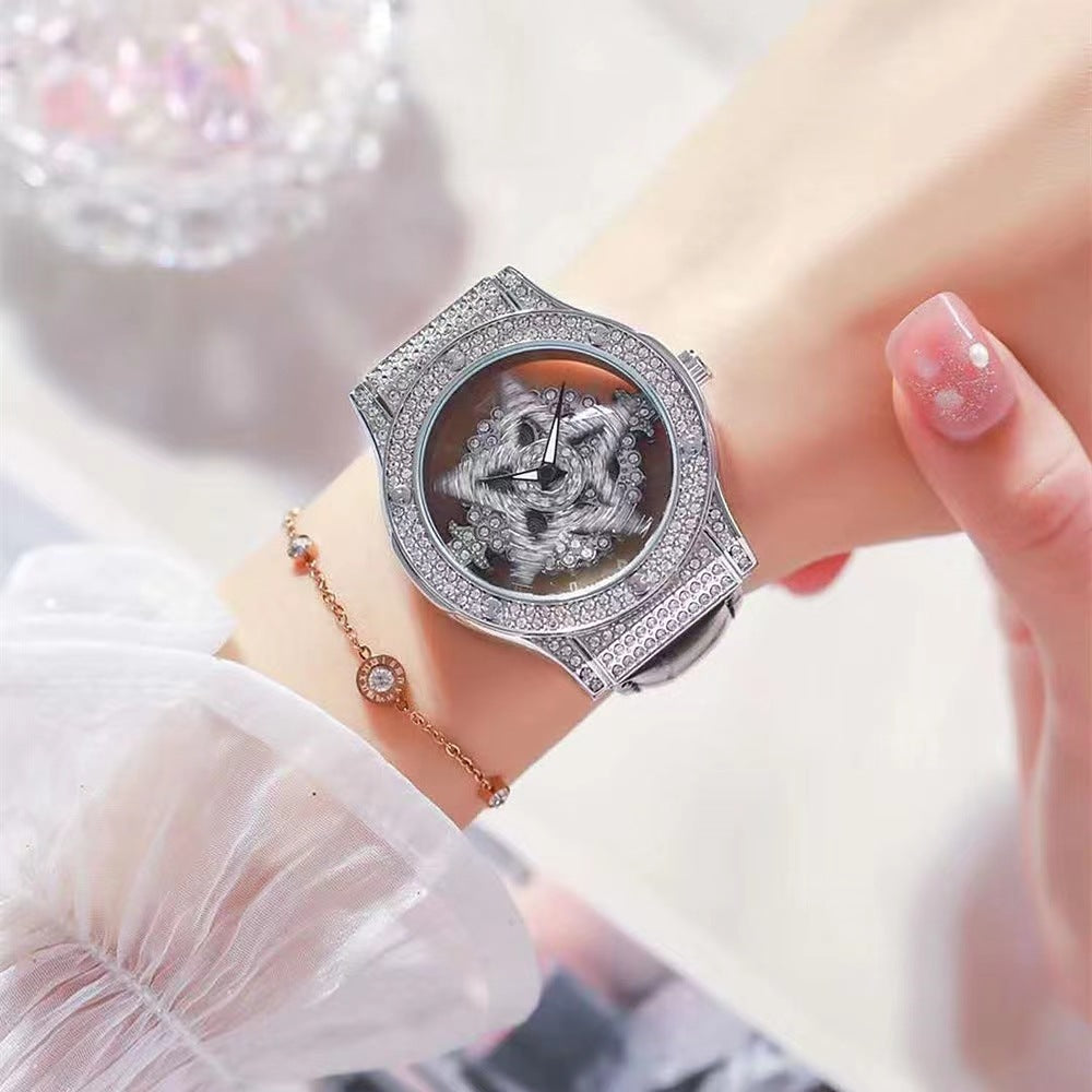 New Five-pointed Star Large Dial Trend Leather Strap Women's Watch