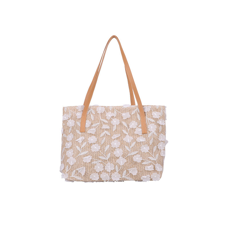Lace Embroidery Tote Single Shoulder Women's Large Capacity Tote Bag