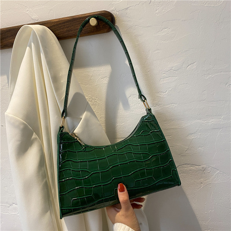design bag women's new stone pattern armpit bag  fashion simple one shoulder  stick bag hand bag