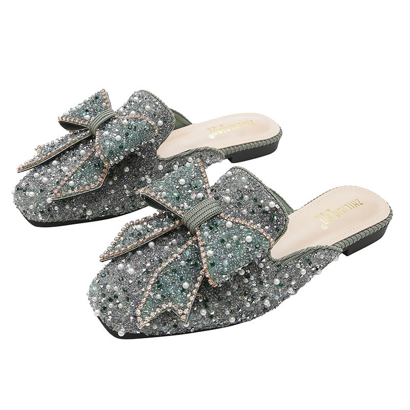 Baotou Half Slippers Women's Summer Outwear Flat Bottom Sandals Small Sandals Large Women's Shoes