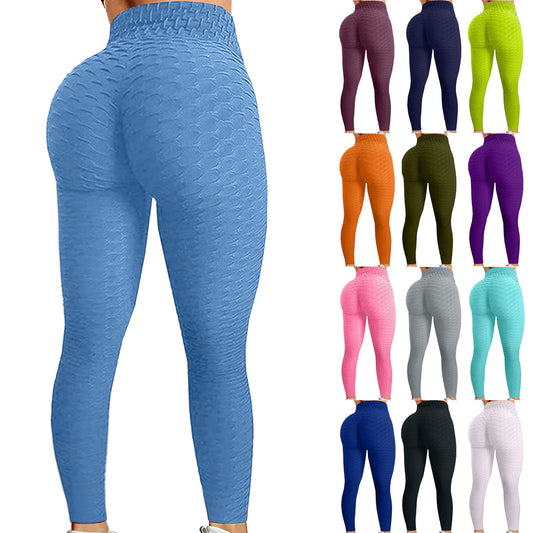 Sports Quick Dry Fitness Casual Pineapple Check Yoga Pants Butt Lift Bubble Pants Ladies Jacquard Multicolor Pants