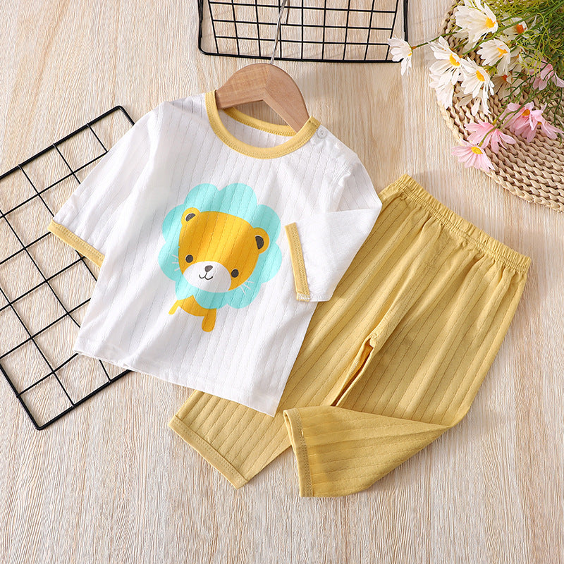 New Baby Home Air Conditioning Pajamas Set Seven Point Sleeves