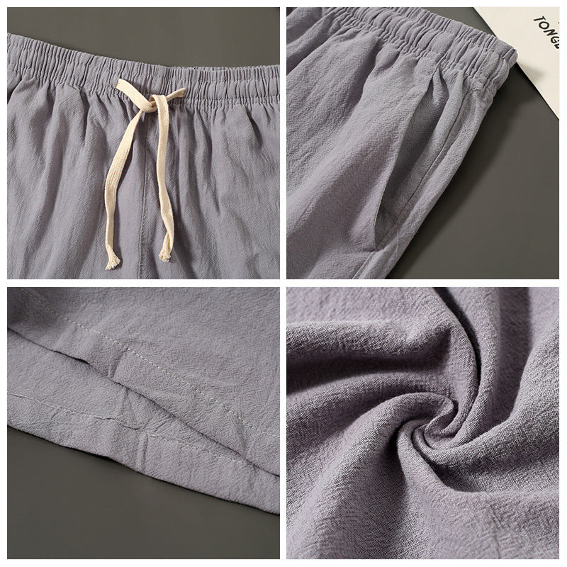 Men's Shorts Beach Plain Linen Five-point Beach Shorts Casual Pants