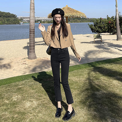 Cigarette Tube Women's Korean Version High Waist Slim Loose Eastic Nine Point Straight Pants