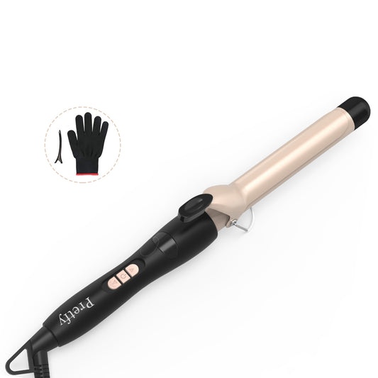 Pretfy 1 inch Hair Curling Iron Hair Curler Temperature Adjustable LCD Temp Display Hair Styling Tool Anti-scald Auto Shut-Off with Gloves Hair Clip