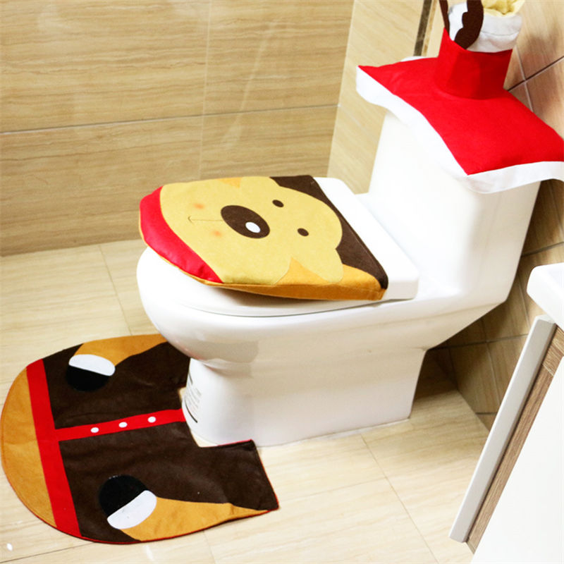 Santa Claus Toilet Cover Santa Claus Toilet Cover Foot Mat Water Tank Cover And Tissue Cover